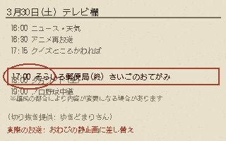 新聞ラジオ欄のスキャン